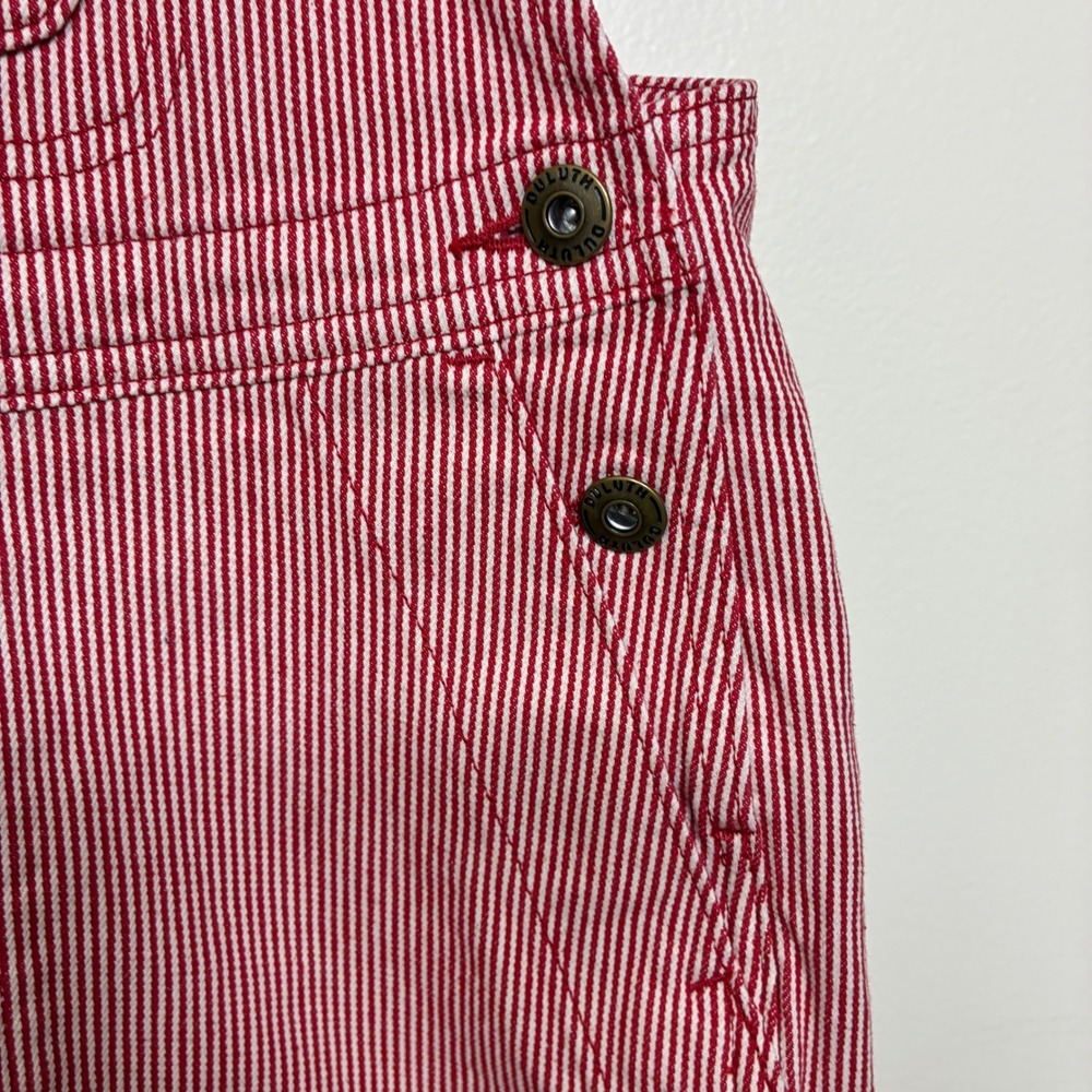 Duluth Trading Womens Railroad Gardening Overalls Size S x 31 Red Stripe Bibs - Picture 10 of 13